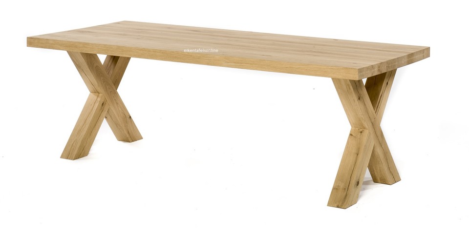 Eiken tafel - Eiken X onderstel 12x12 cm