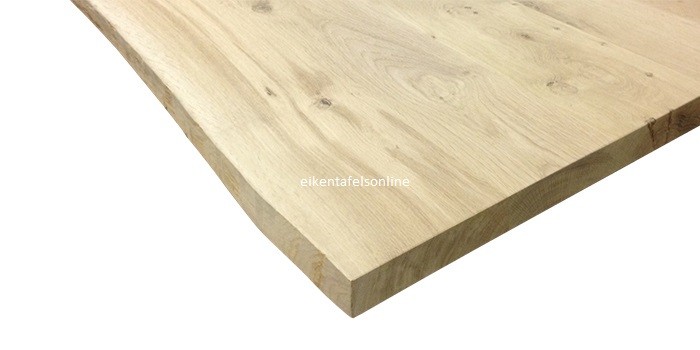 Eiken boomstamtafel - metalen onderstel dubbel U