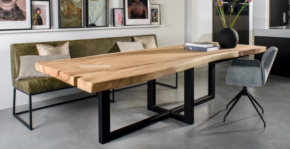 Boomstamtafel Suar metalen U poot