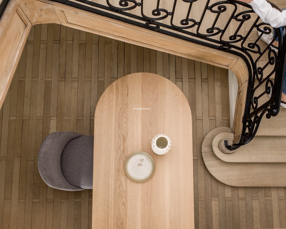 Eiken tafel Ovaal - Halve cirkel