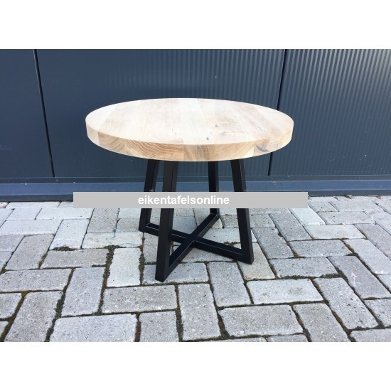 Eiken salontafel rond - dubbel trapezium