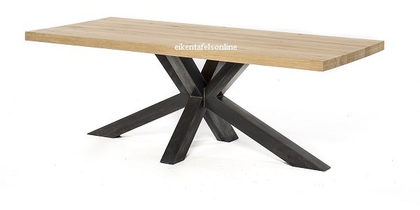 Eiken tafel - 4 cm dik - metalen Matrix onderstel 