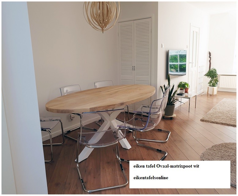 Eiken tafel Ovaal - Dubbel U poot