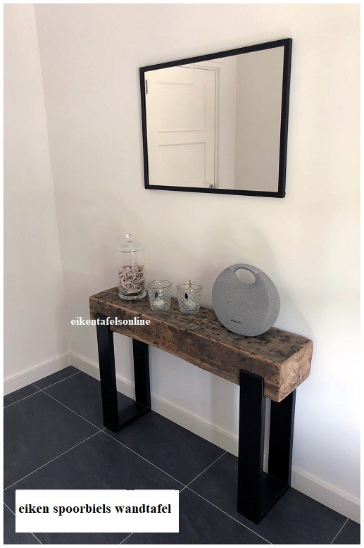 Eiken wandtafel 3 - sidetable spoorbiels