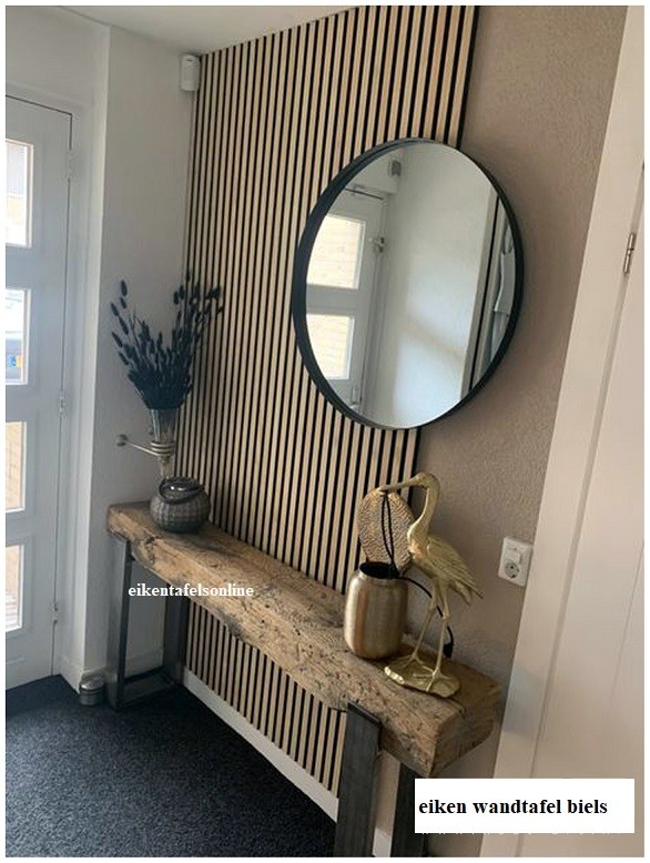 Eiken wandtafel 3 - sidetable spoorbiels