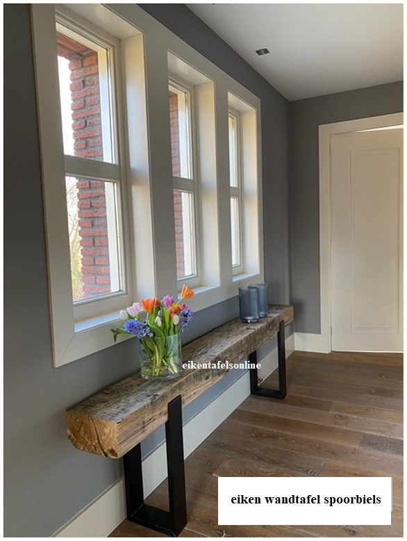 Eiken wandtafel 3 - sidetable spoorbiels