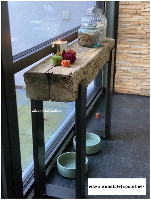 Eiken wandtafel 3 - sidetable spoorbiels