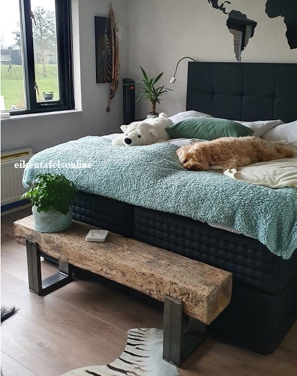 Eiken wandtafel 3 - sidetable spoorbiels