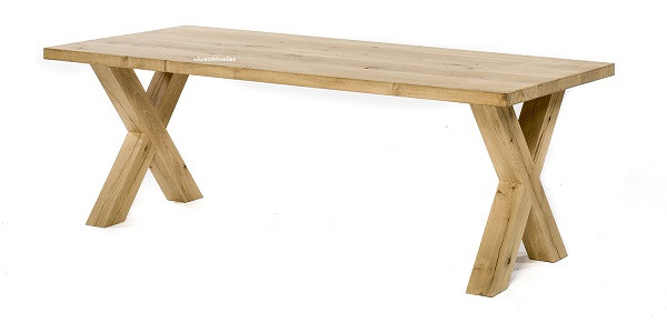 Eiken tafel - Eiken X onderstel 12x12 cm