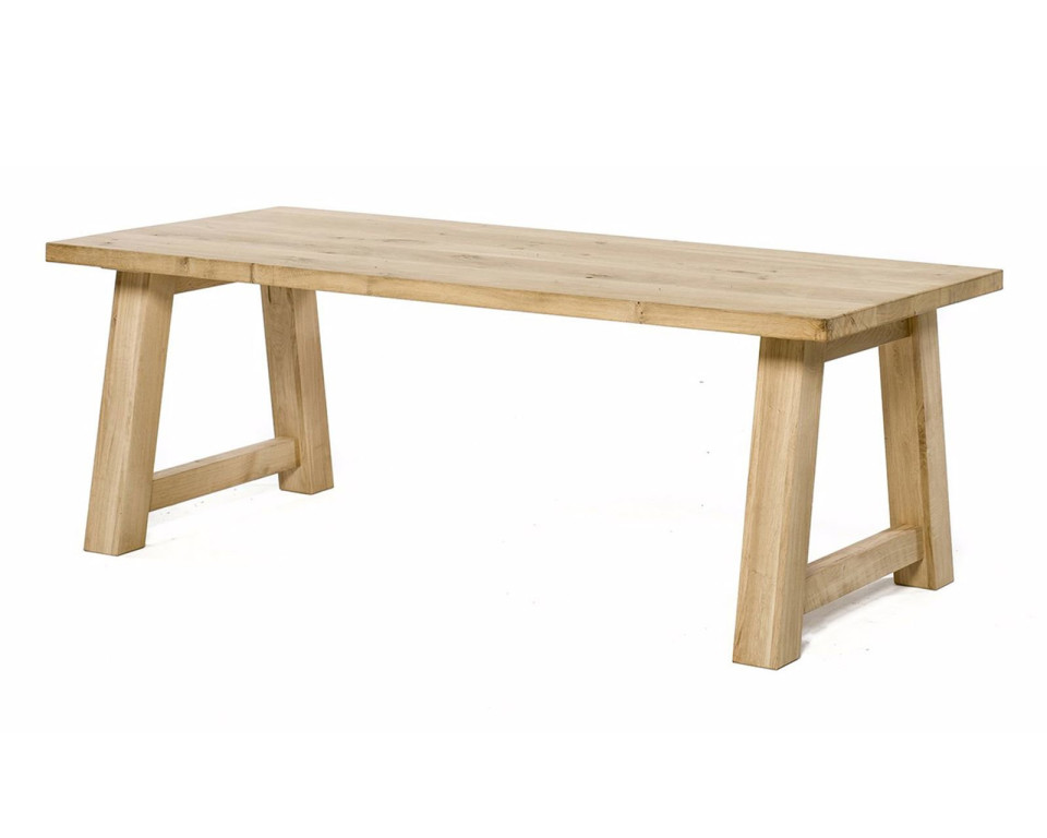 Eiken tafel - Eiken trapeze A onderstel 12x12 cm