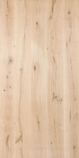 Eiken tafel - 8 dik - metalen U onderstel 10x10 cm