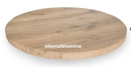 Eiken tafel rond - 4 cm dik - metalen Middenpoot 10x10 cm