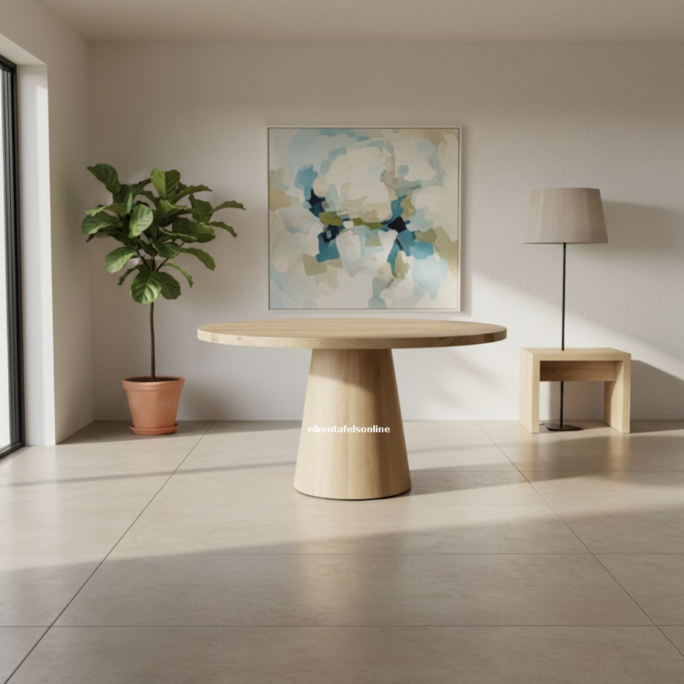 Eiken tafel rond - Japandi