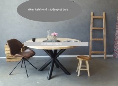 Eiken tafel rond - middenpoot buis