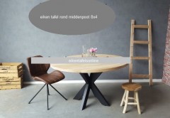 Eiken tafel rond - middenpoot 8x4