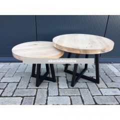 Eiken salontafel rond - dubbel trapezium