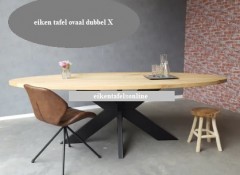 Eiken tafel Ovaal - Dubbel X poot