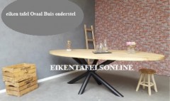 Eiken tafel Ovaal - middenpoot buis