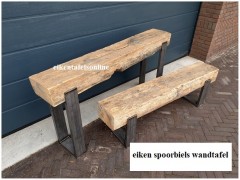 Eiken wandtafel 3 - sidetable spoorbiels