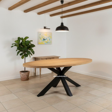 Eiken tafel Ovaal - Matrixpoot 8x8