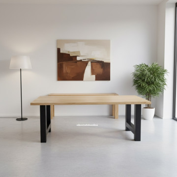 Eiken tafel - 4 cm dik - eiken H poot 10x10