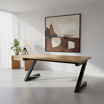 Eiken tafel - 4 cm dik - metalen Z onderstel 