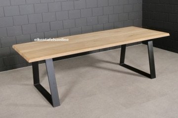 Eiken tafel Twins - metalen onderstel - Trapezium 10x4