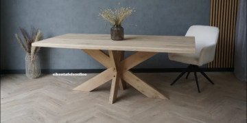 Eiken boomstamtafel - 4 cm dik - eiken matrix poot 12x5