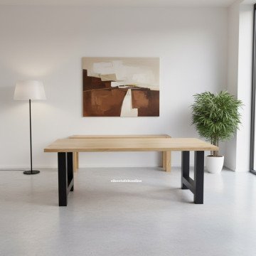 Eiken tafel - 4 cm dik - eiken H poot 10x10